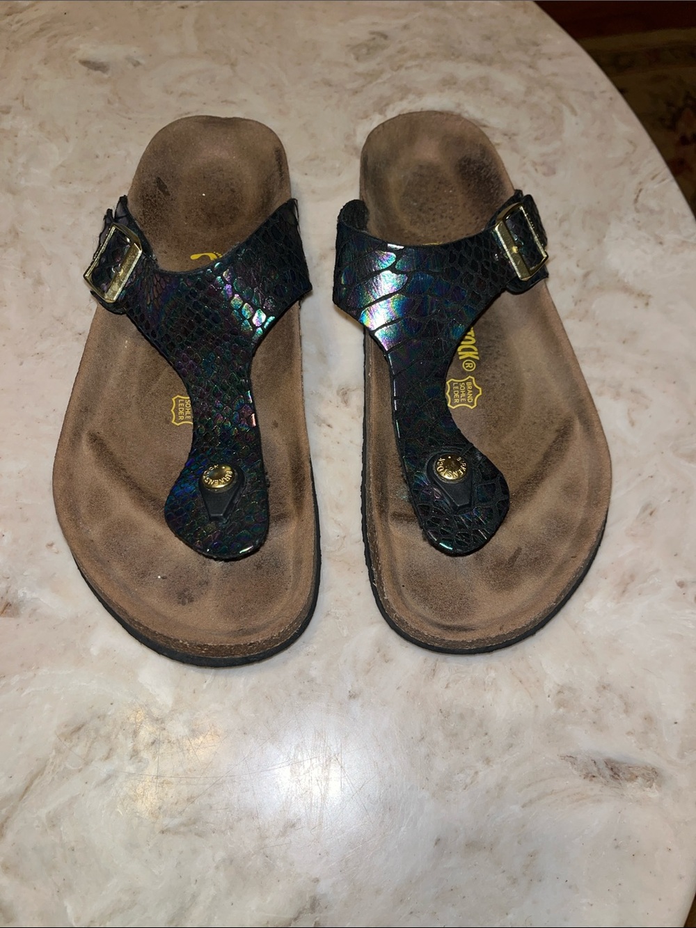 Birkenstock Gizeh Discontinued Color Shiny Python Holographic Thong Sandals